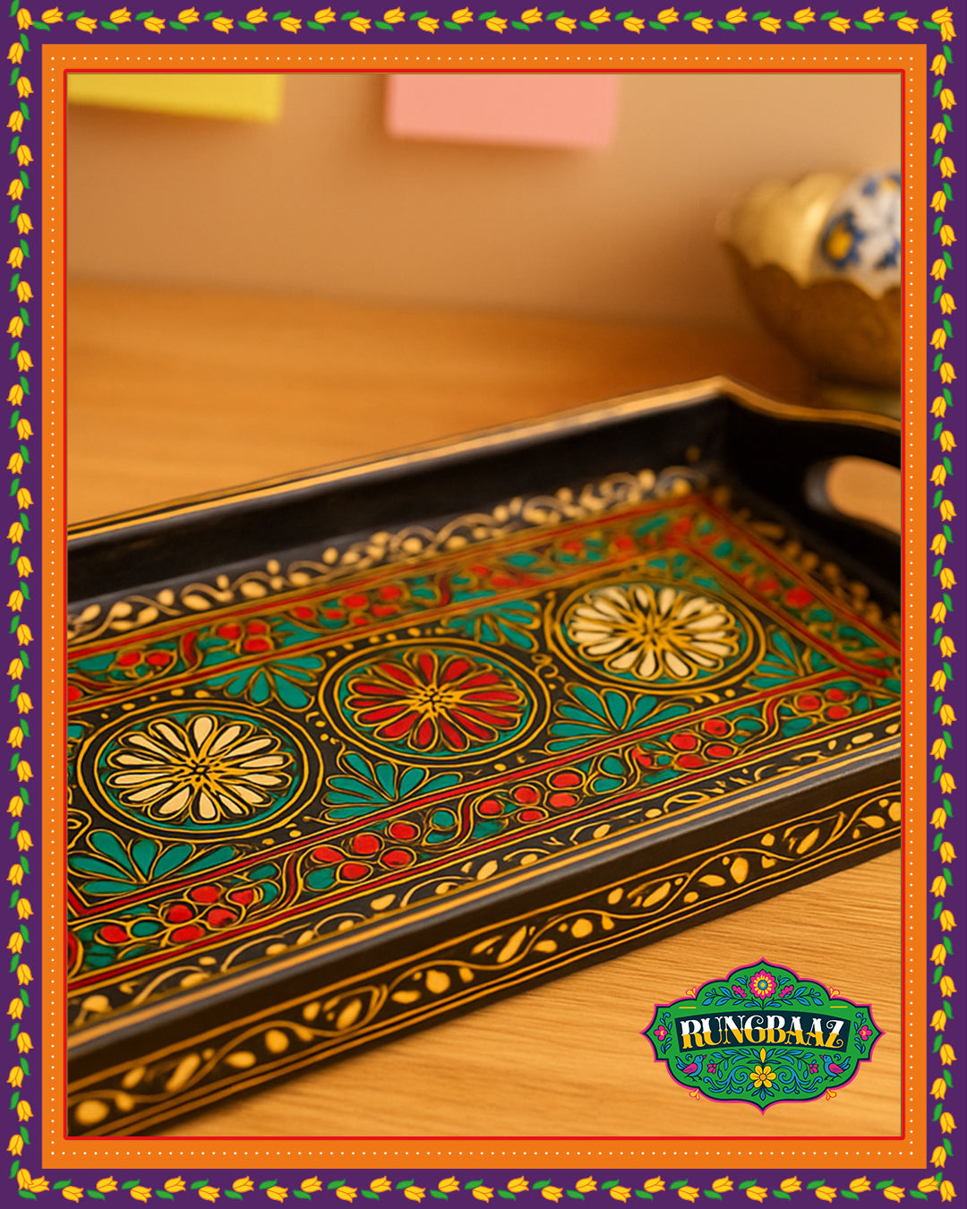 Swati Hand-Painted Rectangle Tray