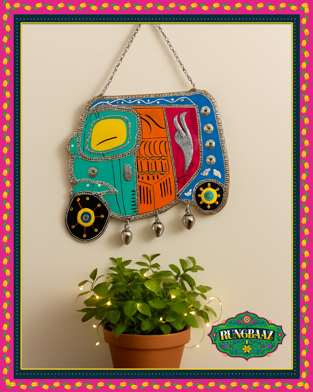 Rickshaw Hanging – Hand-Painted Wall Charm