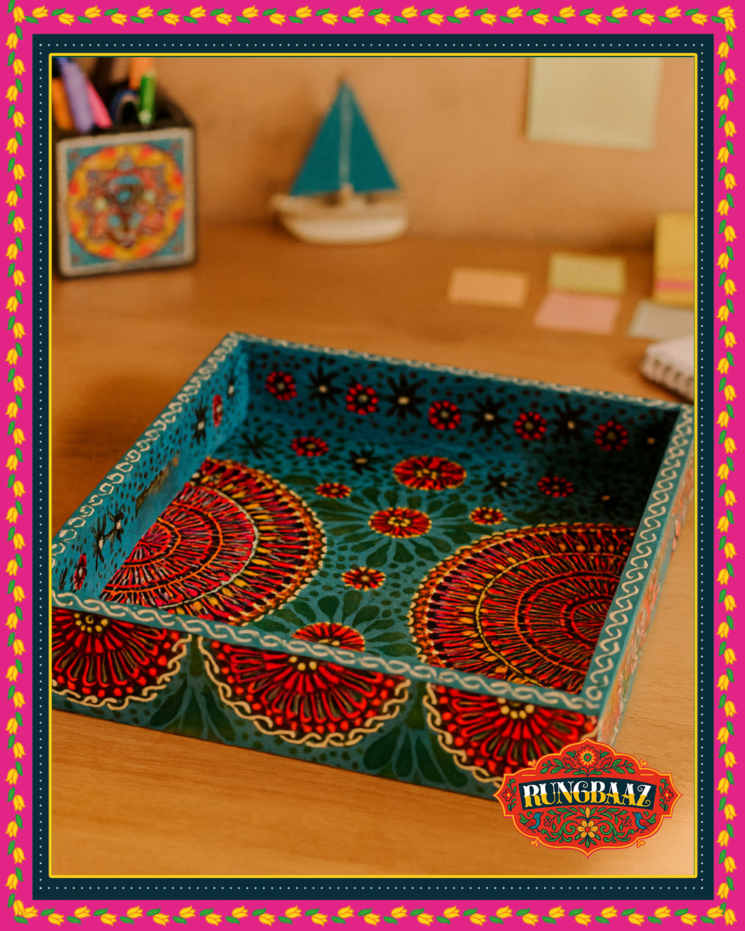 Fine Art Square Tray – Aqua Blue
