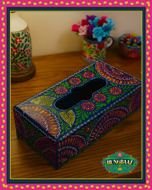 Hand-Painted Tissue Box – Floral Mandala Design