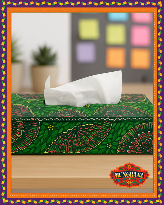 Hand-Painted Tissue Box – Floral Mandala Design