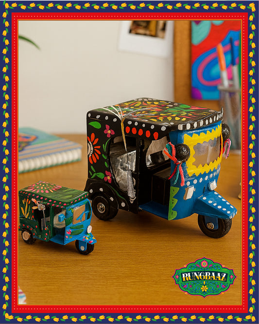 Decorative Rickshaw Miniatures – Hand-Painted in Truck Art Style