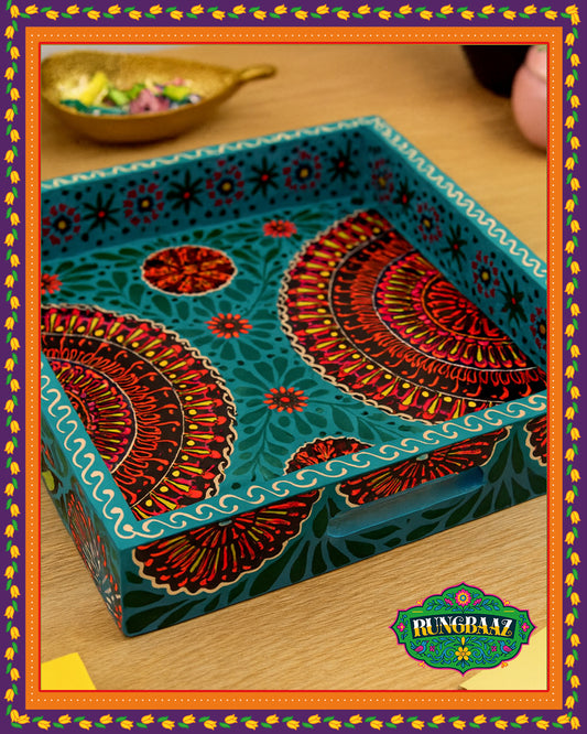 Fine Art Square Tray – Aqua Blue