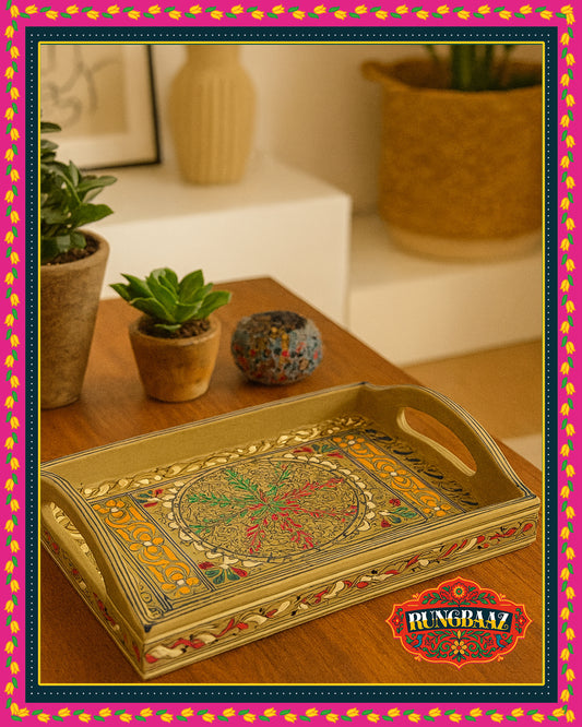 Swati Art Tray – Olive Elegance